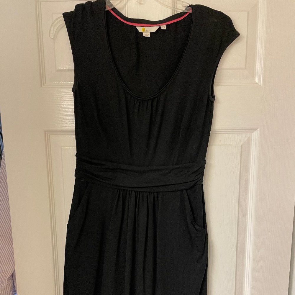 Boden black stretch cotton cap sleeve dress
